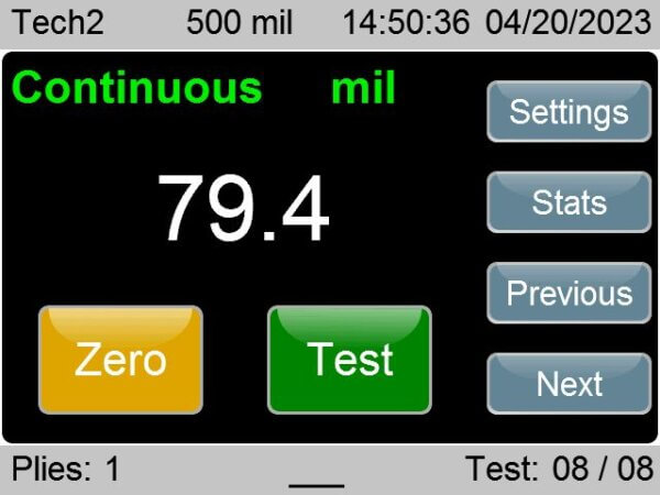 ProGage Touch - Main Screen for Viewing Test Results